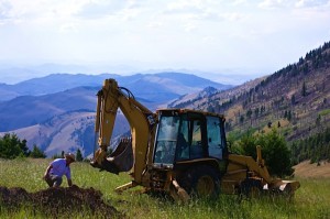 soil pit dug by backhoe